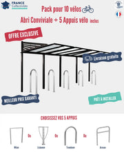 Pack abri vélos Conviviale + appuis au choix - 10 places Procity