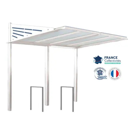 Abri vélos Conviviale blanc pour 4 vélos, en pack avec 2 appuis milan
