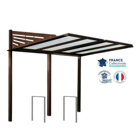 Abri vélos Conviviale marron pour 4 vélos, en pack avec 2 appuis milan