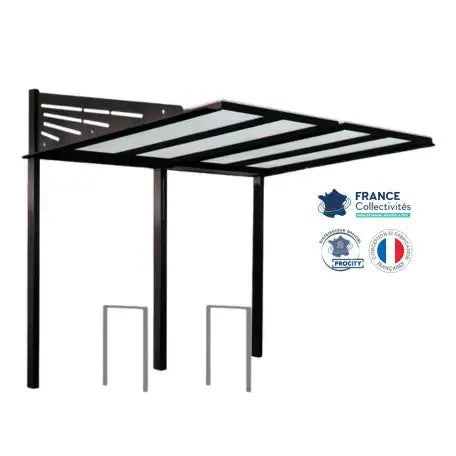 Abri vélos Conviviale noir pour 4 vélos, en pack avec 2 appuis milan