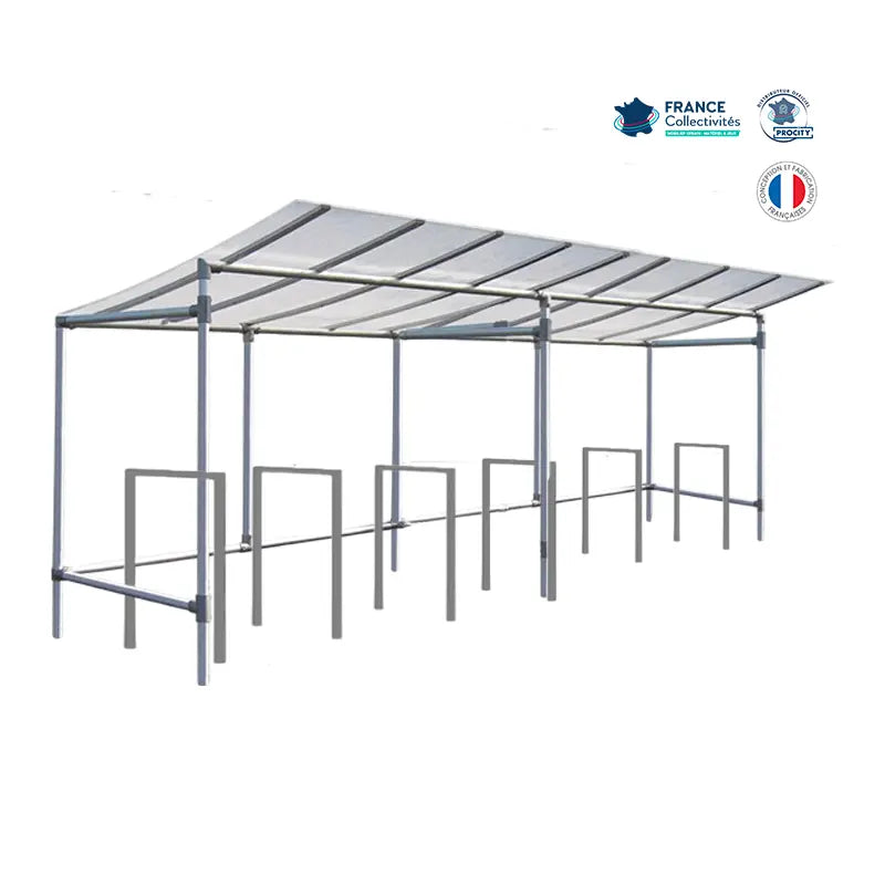 Abri vélos économique pour 12 vélos, en pack avec 6 appuis milan