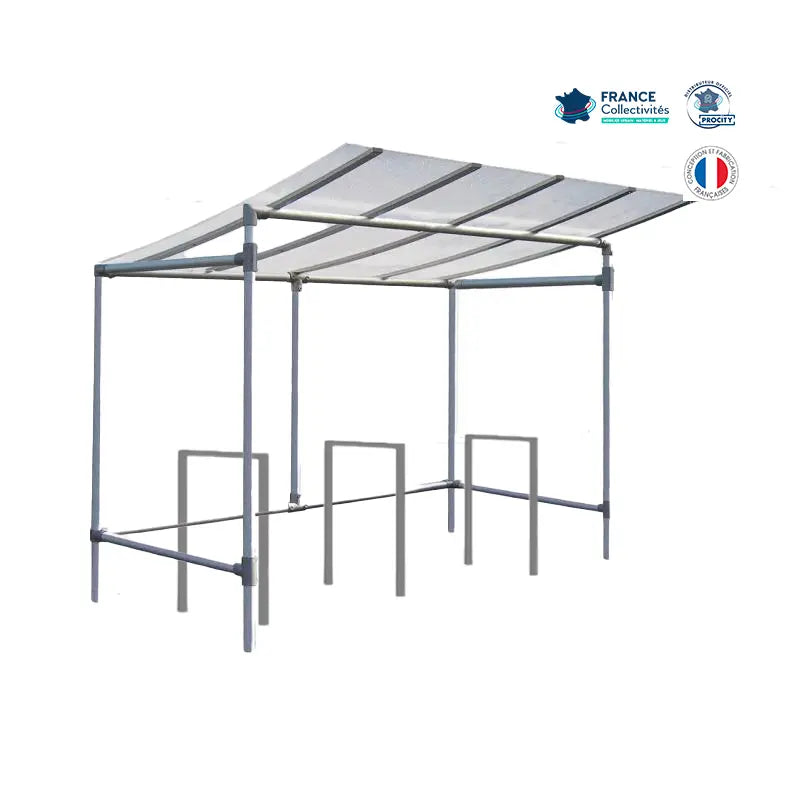 Abri vélos économique pour 6 vélos, en pack avec 3 appuis milan