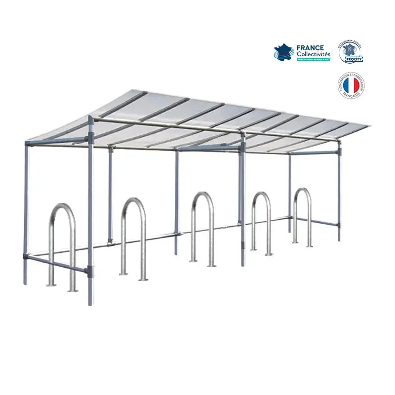 Abri vélos économique pour 10 vélos, en pack avec 5 appuis trombone