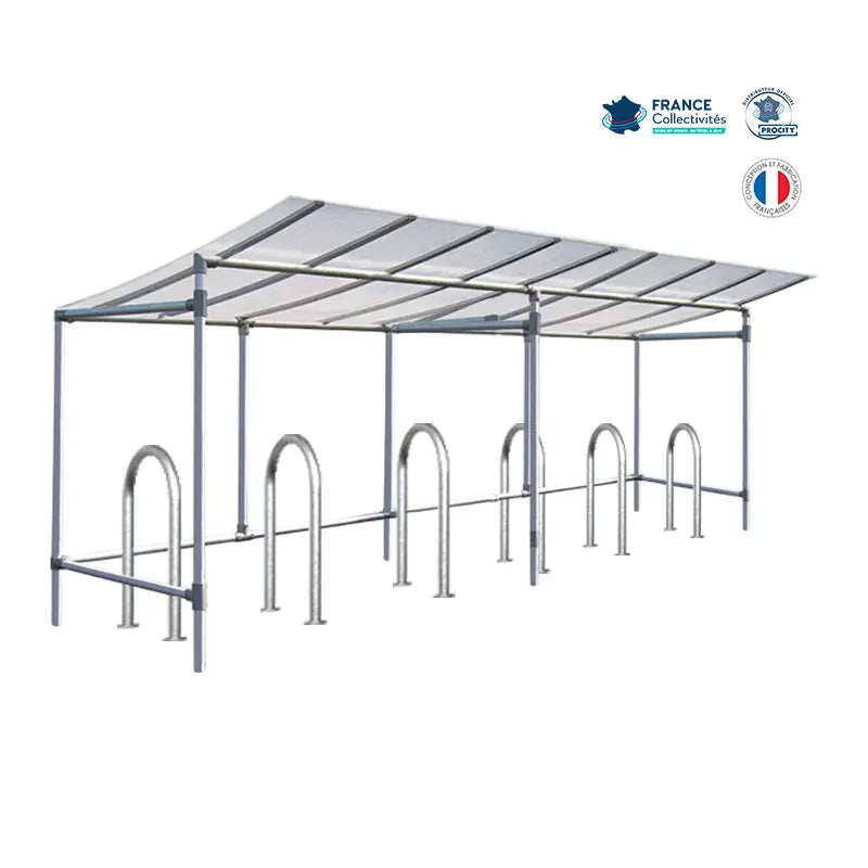 Abri vélos économique pour 12 vélos, en pack avec 6 appuis trombone