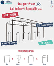 Pack abri vélos Modulo + appuis au choix - 12 places Procity