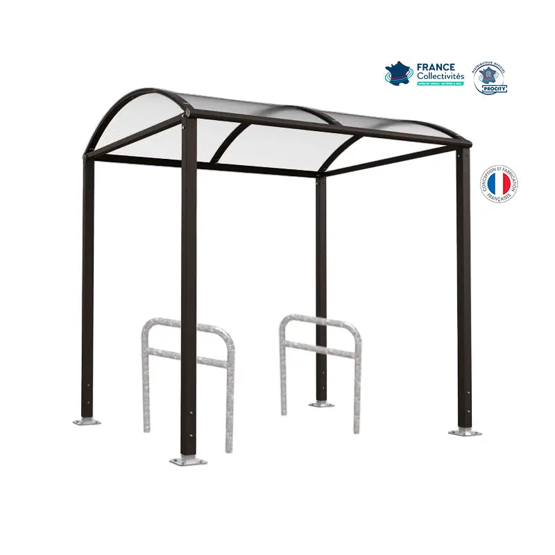 Abri vélos Voûte noir pour 4 vélos, en pack avec 2 appuis arceaux