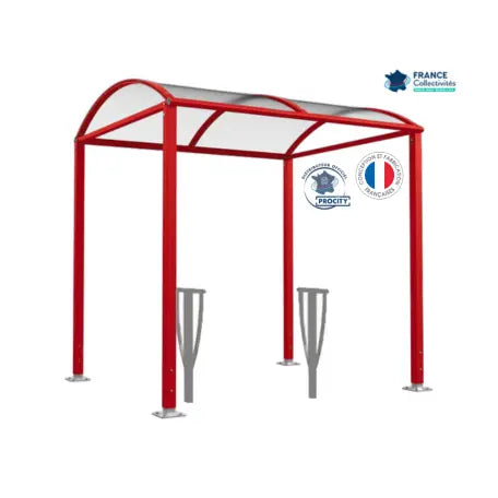 Abri vélos Voûte bordeaux pour 4 vélos, en pack avec 2 appuis lisbonne