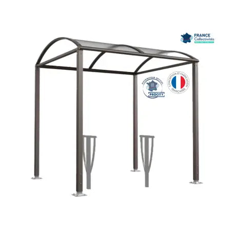 Abri vélos Voûte gris city pour 4 vélos, en pack avec 2 appuis lisbonne