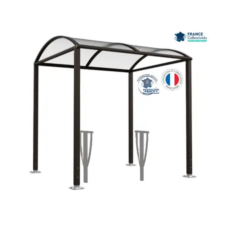 Abri vélos Voûte noir pour 4 vélos, en pack avec 2 appuis lisbonne