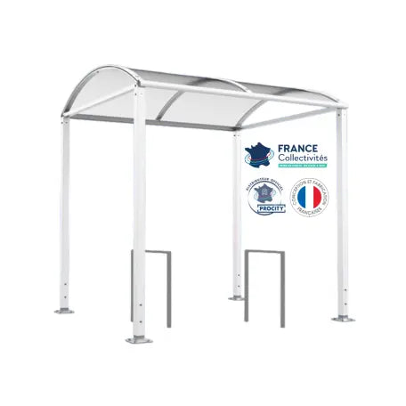 Abri vélos Voûte blanc pour 4 vélos, en pack avec 2 appuis milan