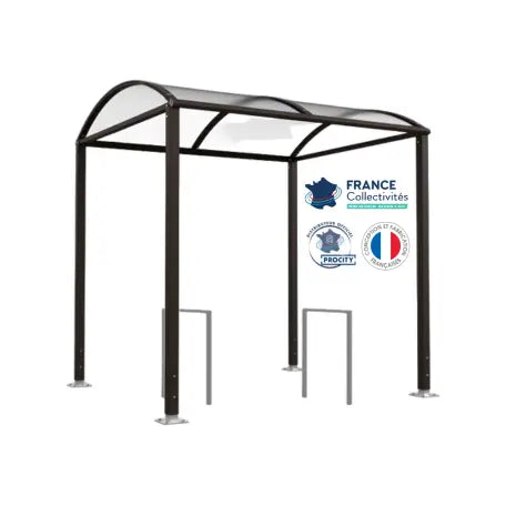 Abri vélos Voûte noir pour 4 vélos, en pack avec 2 appuis milan