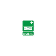 Panneau de signalisation Civière Farmor PAN 6007 CI vert et blanc en PVC rigide pour indiquer le brancard