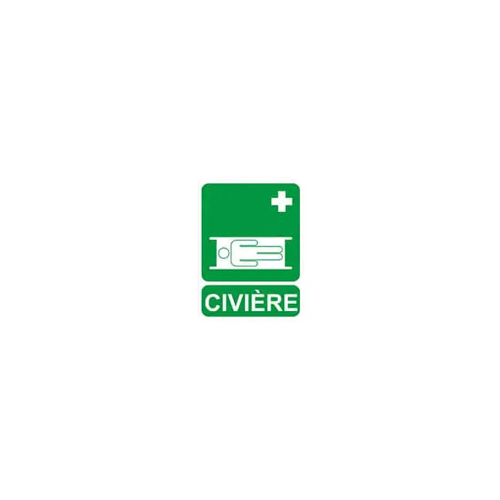 Panneau de signalisation Civière Farmor PAN 6007 CI vert et blanc en PVC rigide pour indiquer le brancard