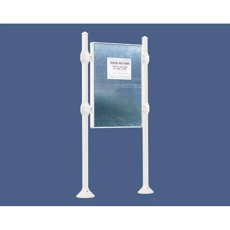 Panneau d'affichage vertical en extérieur à fixer sans bandeau titre, avec pommeau agora blanc
