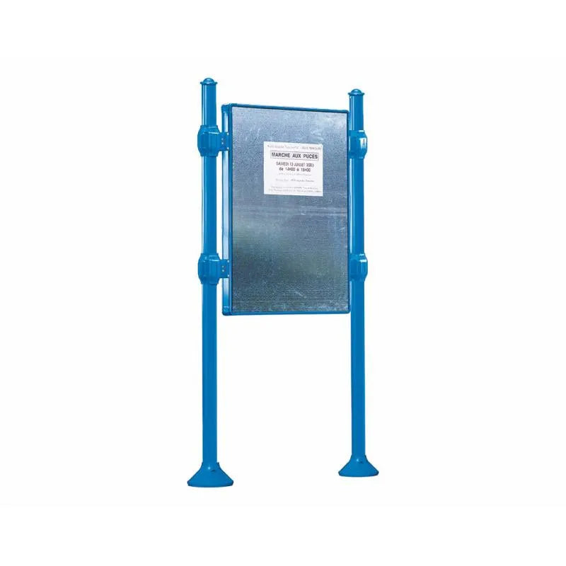 Panneau d'affichage vertical en extérieur à fixer sans bandeau titre, avec pommeau agora bleu