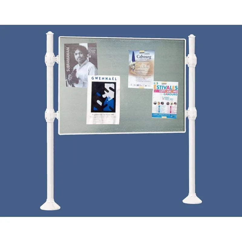 Panneau d'affichage horizontal en extérieur à fixer sans bandeau titre, avec pommeau agora blanc