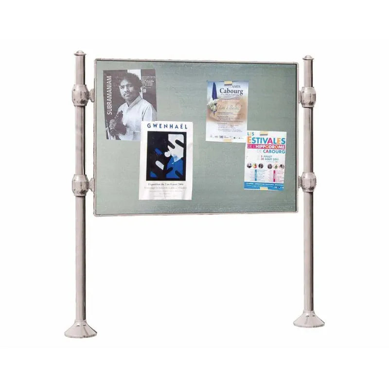 Panneau d'affichage horizontal en extérieur à fixer sans bandeau titre, avec pommeau agora gris clair