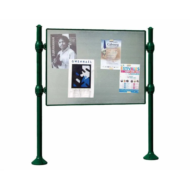 Panneau d'affichage horizontal en extérieur à fixer sans bandeau titre, avec pommeau agora vert