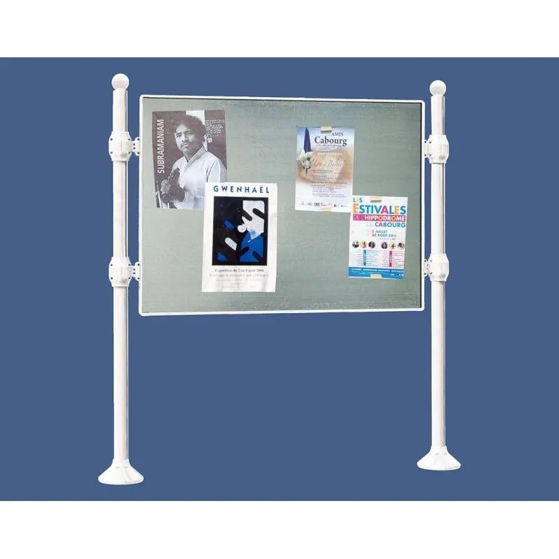 Panneau d'affichage horizontal en extérieur à fixer sans bandeau titre, avec pommeau boule blanc