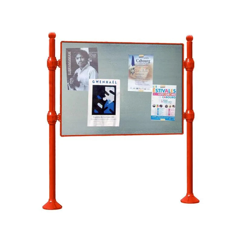 Panneau d'affichage horizontal en extérieur à fixer sans bandeau titre, avec pommeau boule rouge
