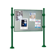 Panneau d'affichage horizontal en extérieur à fixer sans bandeau titre, avec pommeau boule vert
