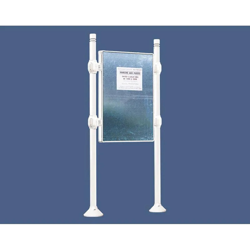 Panneau d'affichage vertical en extérieur à fixer sans bandeau titre, avec pommeau city blanc