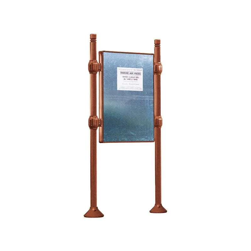 Panneau d'affichage vertical en extérieur à fixer sans bandeau titre, avec pommeau city corten