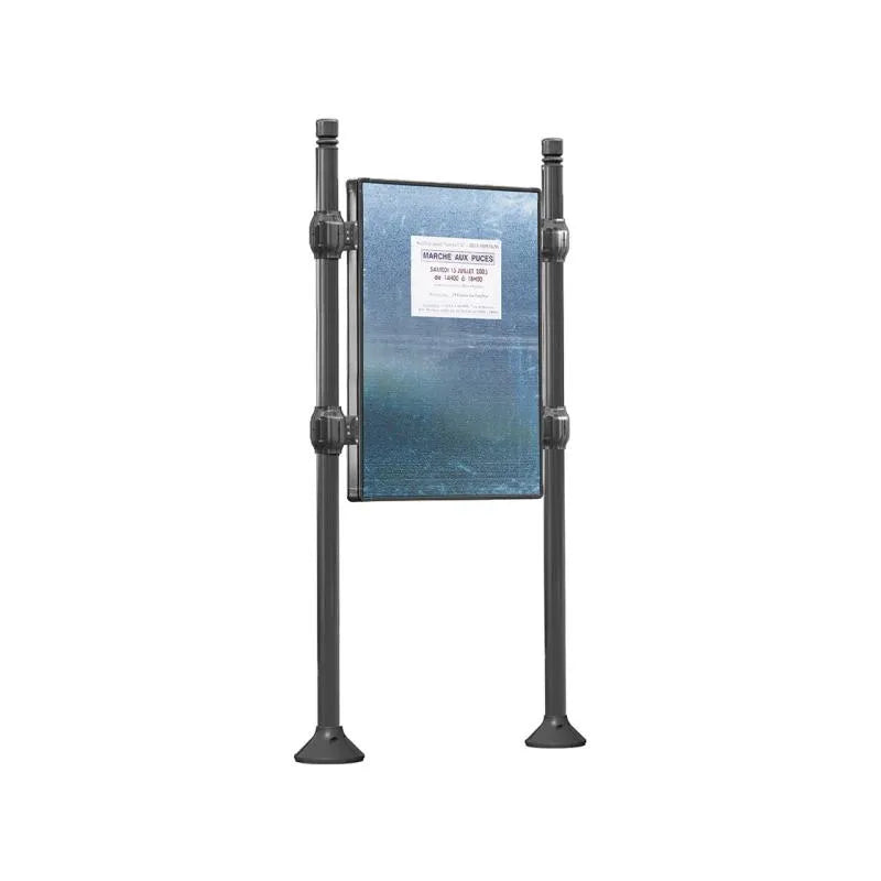 Panneau d'affichage vertical en extérieur à fixer sans bandeau titre, avec pommeau city gris city