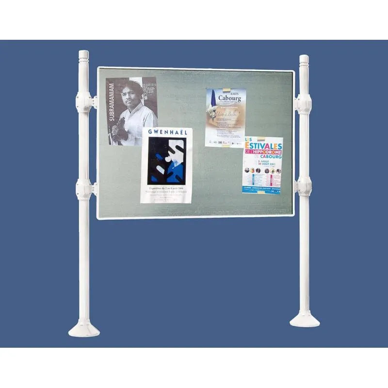 Panneau d'affichage horizontal en extérieur à fixer sans bandeau titre, avec pommeau city blanc