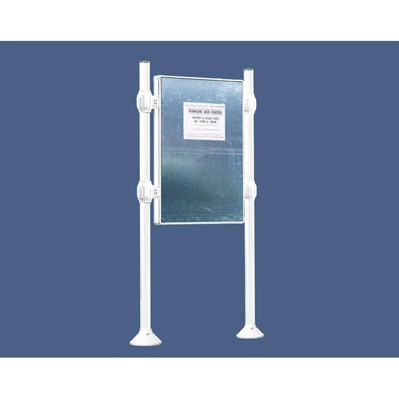 Panneau d'affichage vertical en extérieur à fixer, avec pommeau en inox brossé blanc