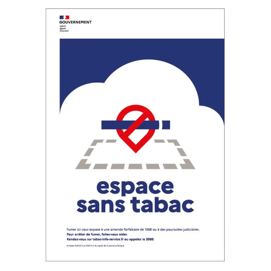 Panneau interdiction de fumer - Espace sans tabac france collectivités