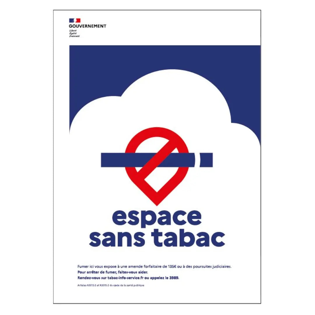 Panneau interdiction de fumer - Espace sans tabac france collectivités