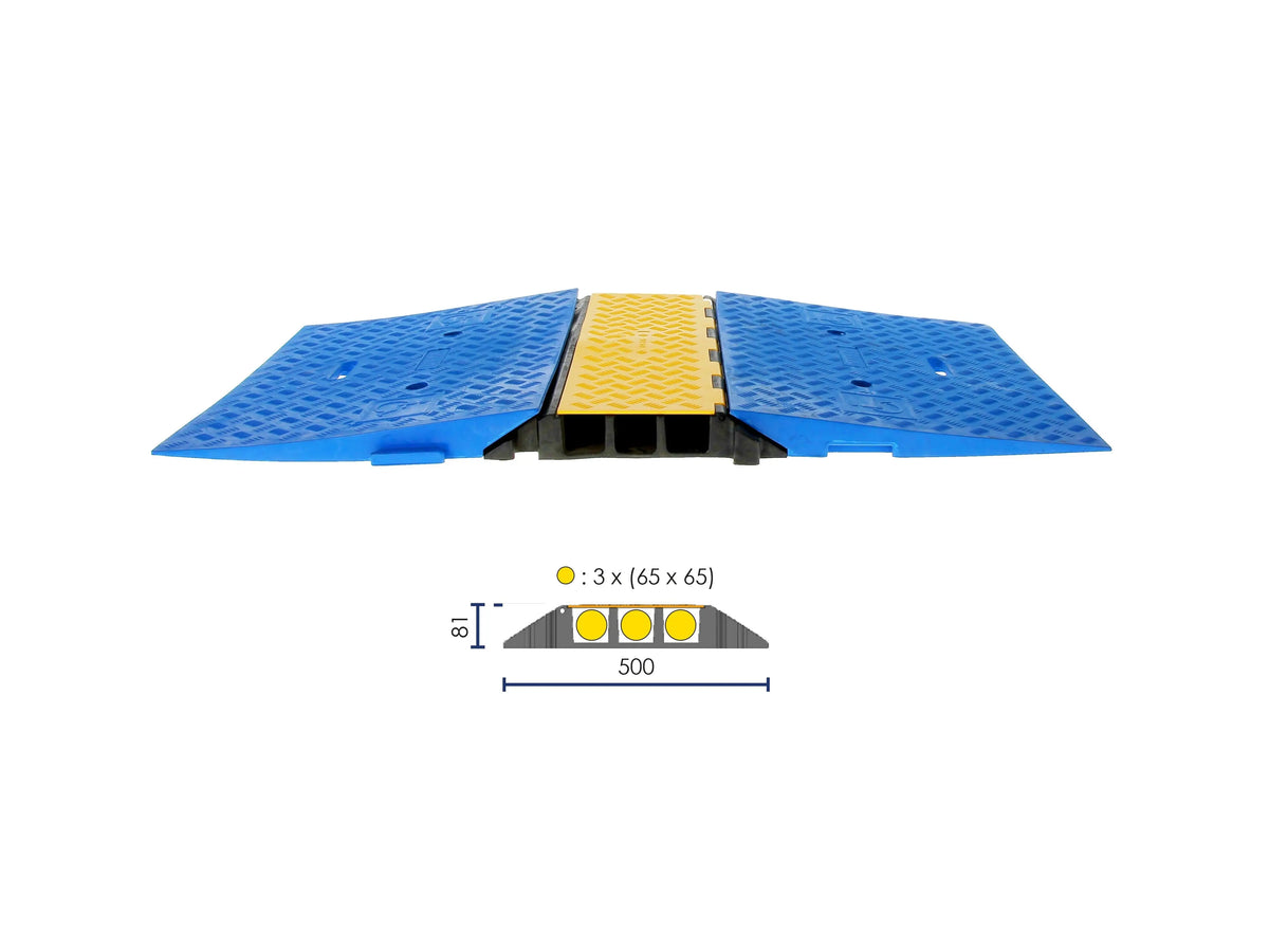 Kit passe-câble 3 canaux de 65 mm avec rampes d'accès PMR
