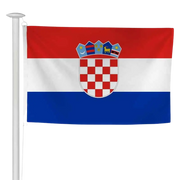 Pavillon croate à hisser sur mât de façade, tricolore rouge, blanc et bleu au damier