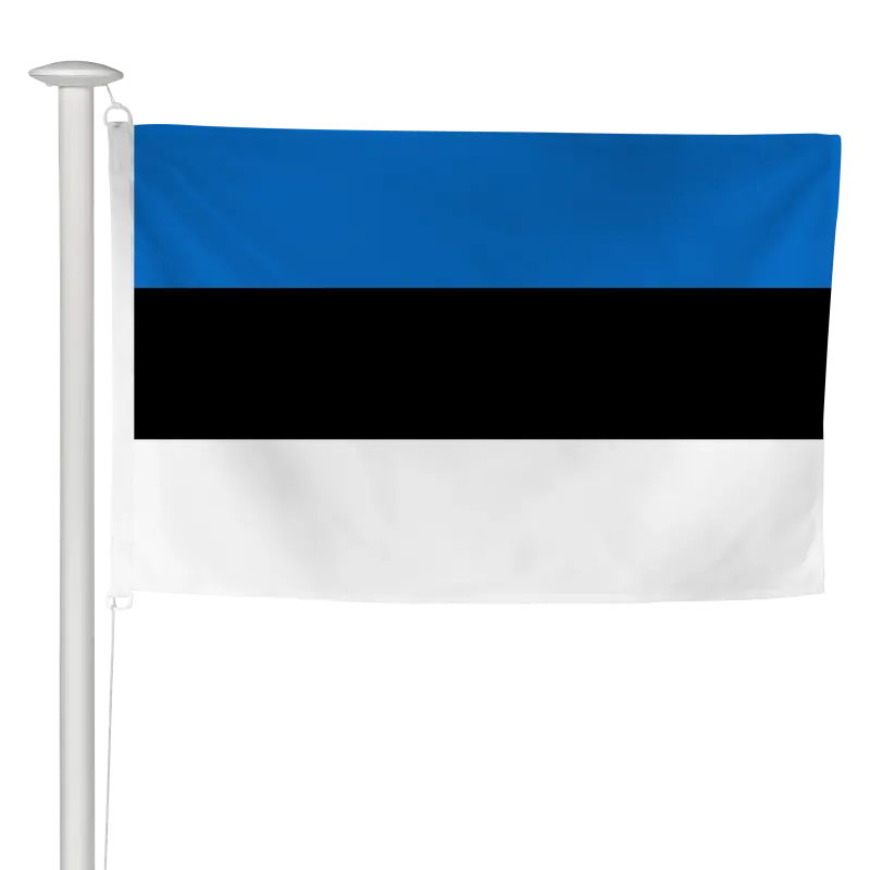 Pavillon estonien à hisser sur mât de façade, tricolore bleu, noir et blanc