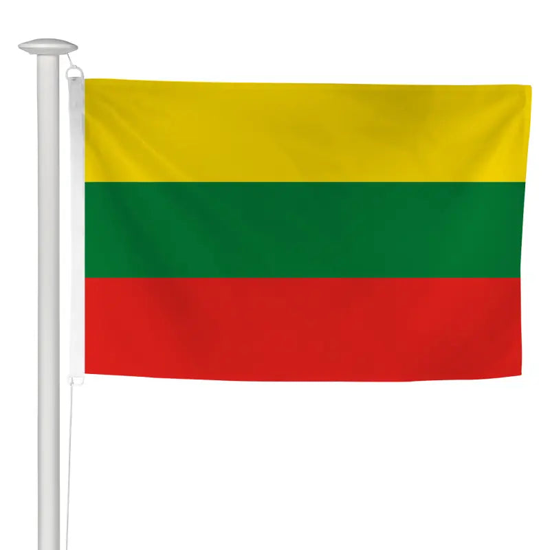Pavillon lituanien à hisser sur mât de façade, tricolore jaune, vert et rouge