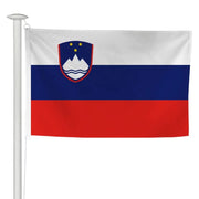 Pavillon slovène à hisser sur mât de façade, tricolore blanc, bleu et rouge à l'écusson du Triglav