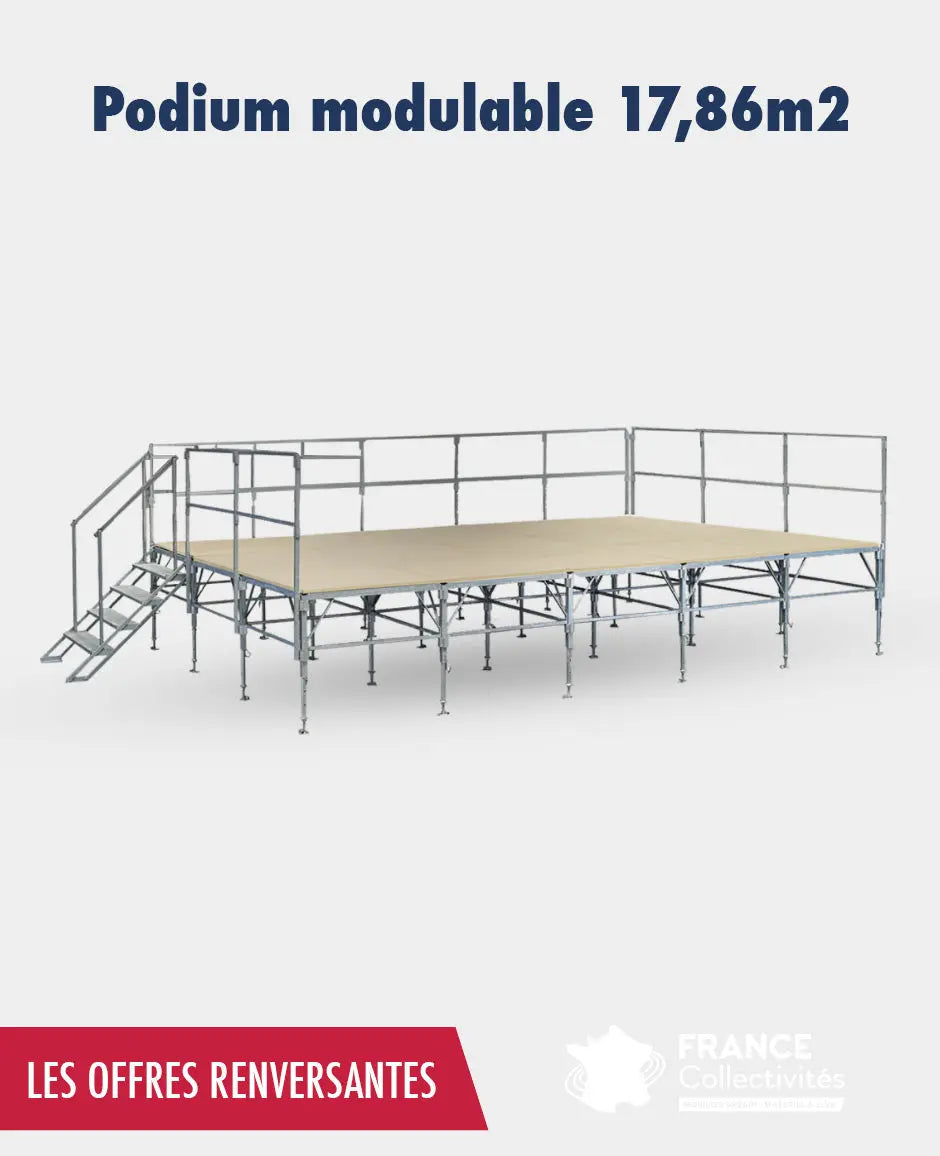 Podium modulable et démontable 17 m2 france collectivités