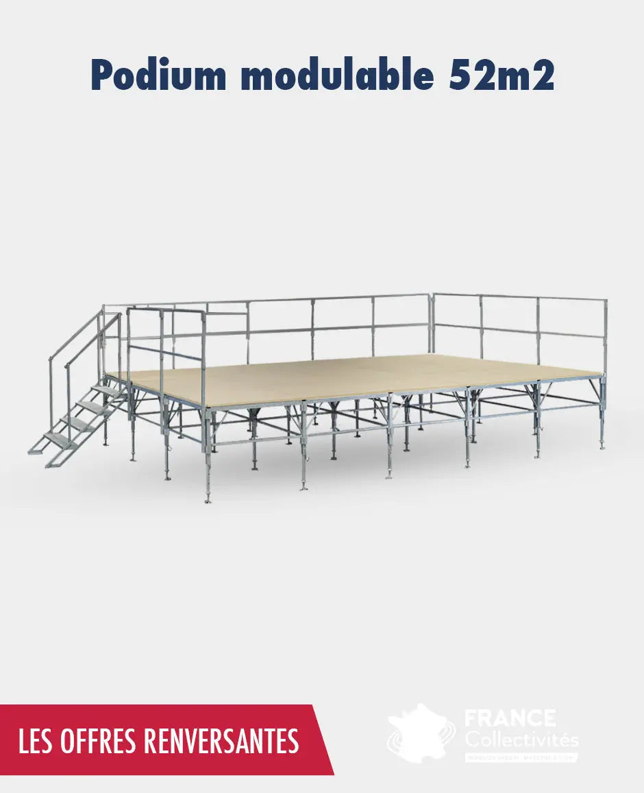 Podium modulable et démontable 52 m2 france collectivités