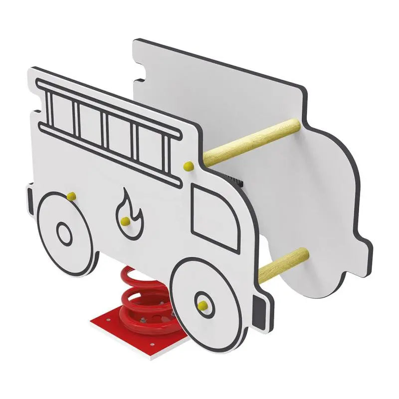 Camion de pompiers à ressort blanc pour crèche et école maternelle
