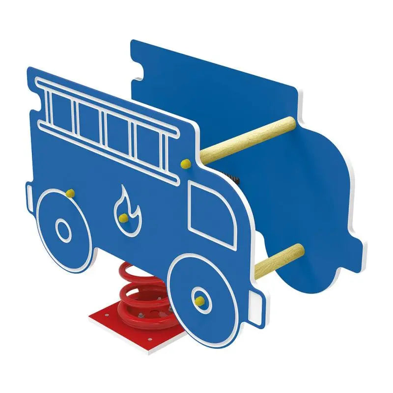 Jeu sur ressort Pompier bleu pour aire de jeux municipale