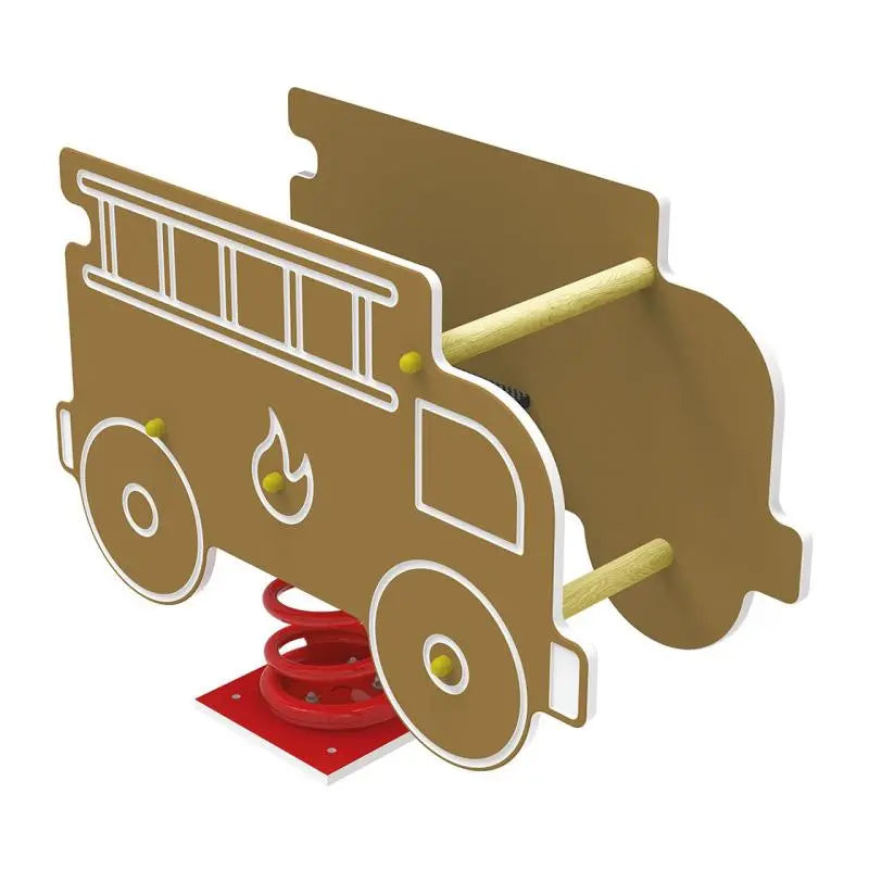 Jeu sur ressort camion de pompiers marron pour enfants de 2 à 7 ans