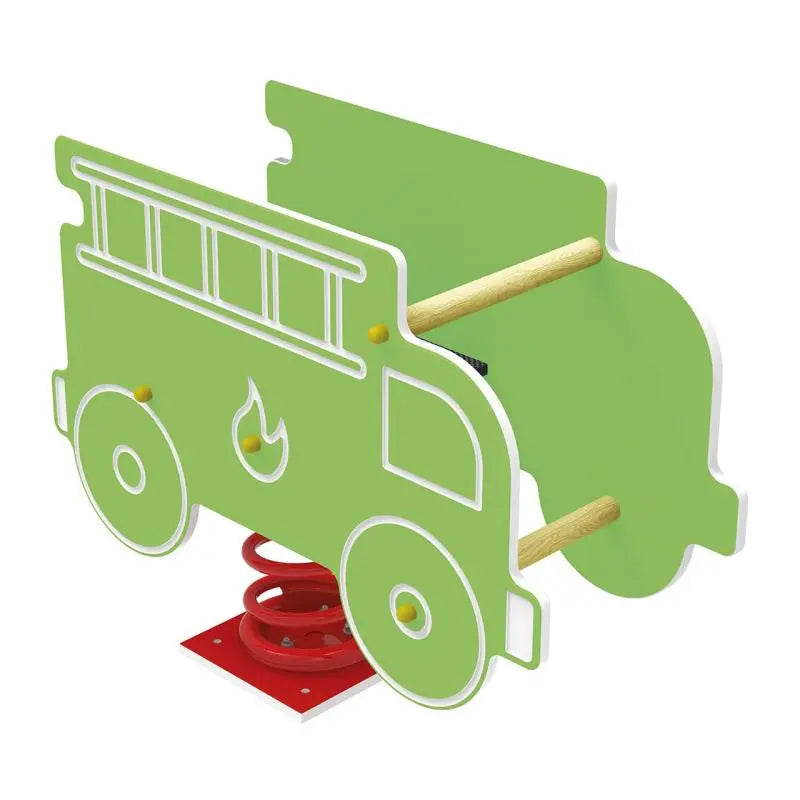 Jeu sur ressort Pompier vert, camion de pompiers en HPDE recyclable