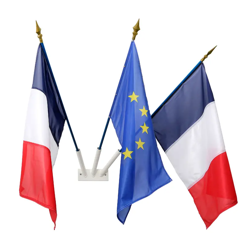 Porte Drapeau Mural Oblique 3 Places france collectivités