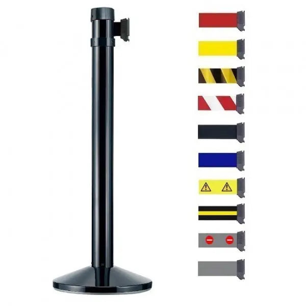 Poteau de guidage noir à sangle 4 m sur base lestée