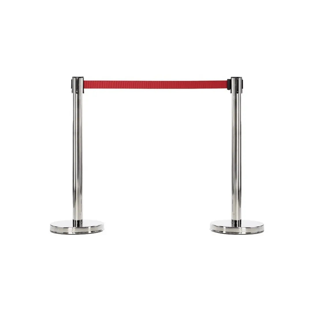 Kit de 2 poteaux de guidage chromés à sangle rouge 2 m
