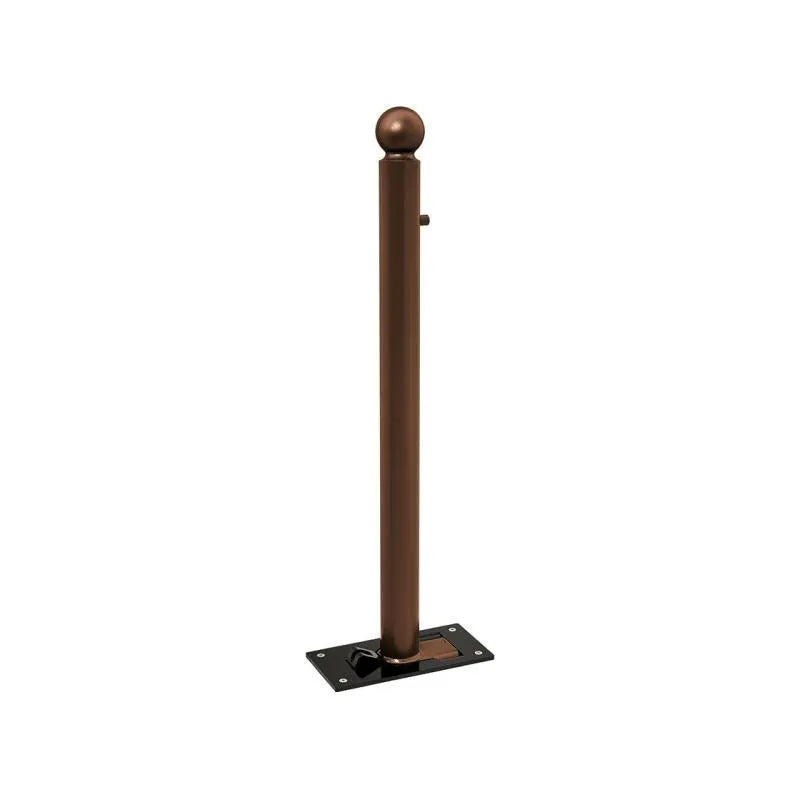 Potelet rabattable solibloc pommeau boule marron
