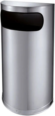 Poubelle d'accueil demi-ronde en inox mat 35 L avec ouverture latérale, Vepa Bins – France Collectivités