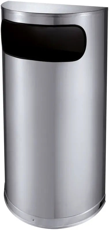 Poubelle d'accueil demi-ronde en inox mat 35 L avec ouverture latérale, Vepa Bins – France Collectivités