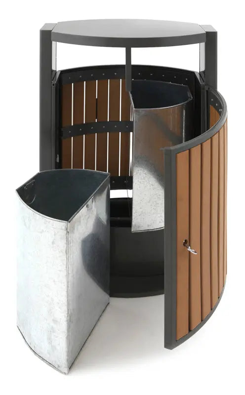 Poubelle d'extérieur tri sélectif imitation bois